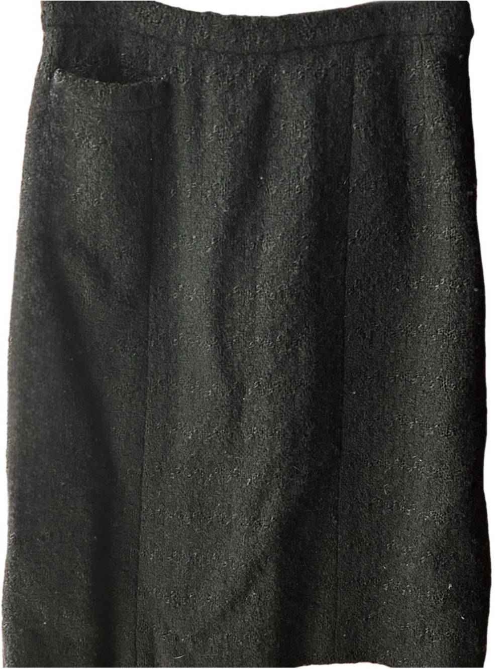 Chanel Boutique DEEP BLACK Bouclé Tweed Skirt Size 30” waist with COA
